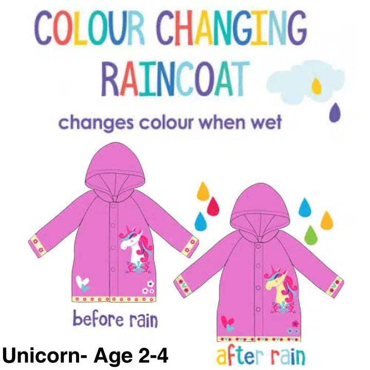 Kids Colour Changing Raincoat Unicorn- Age 2-4