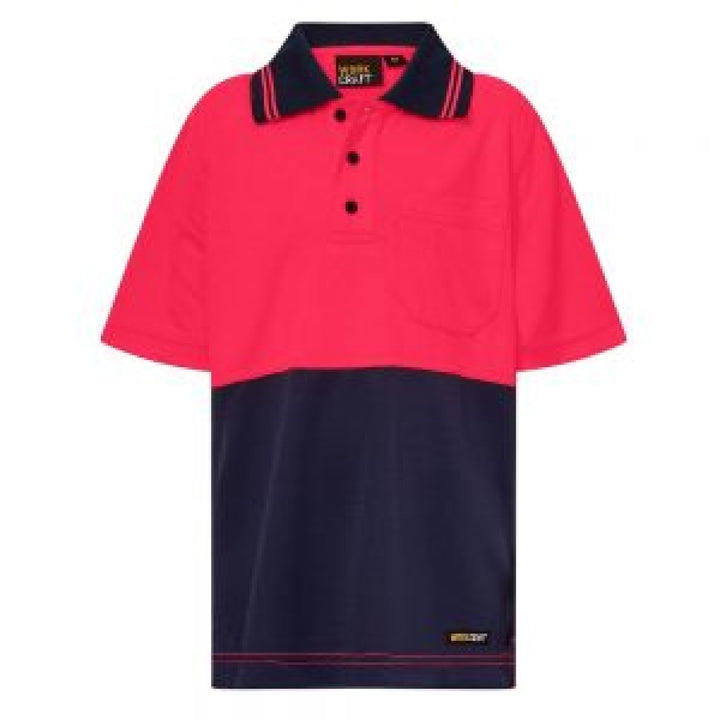 Kids Hivis Short Sleeve Polo Pink/navy / 0