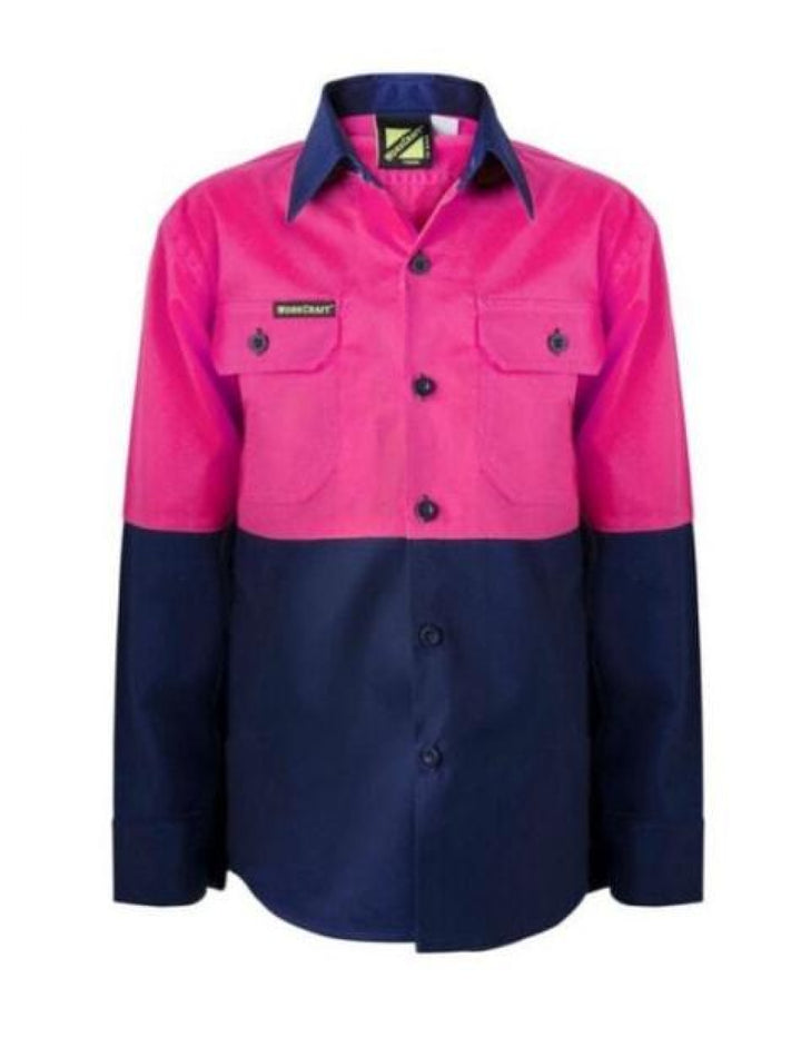 Kids Pink Hivis Workshirt