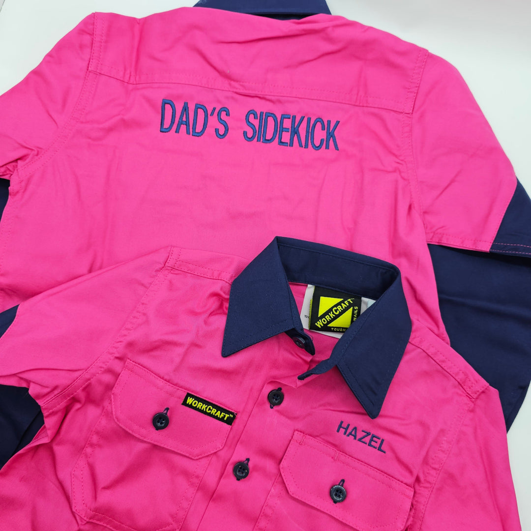 Kids Pink Hivis Workshirt Clothing
