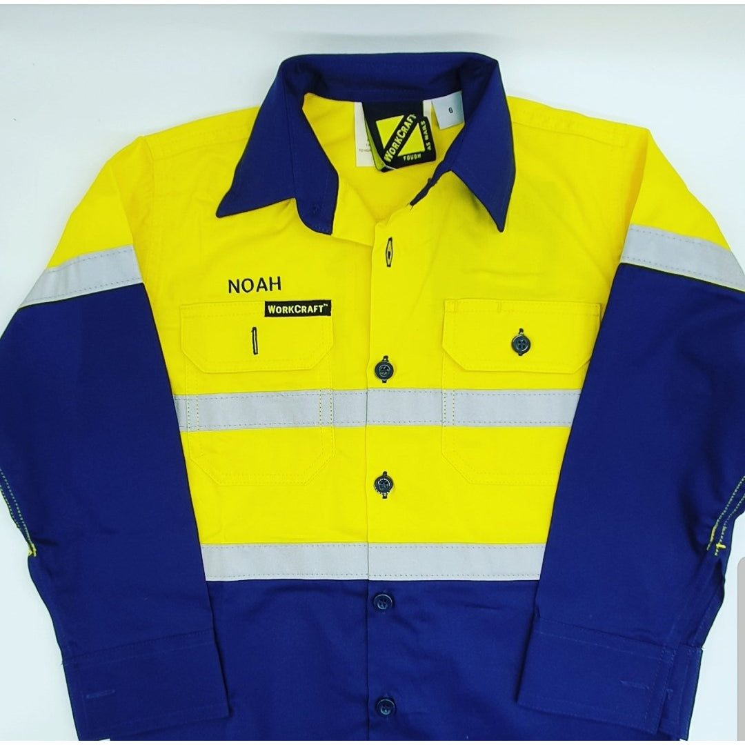 Kids Yellow Hivis Reflective Workshirt