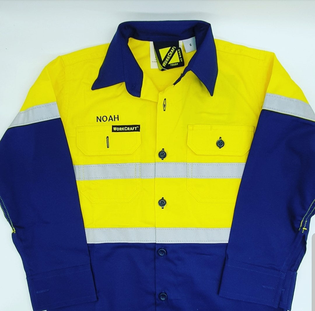 Kids Yellow Hivis Reflective Workshirt