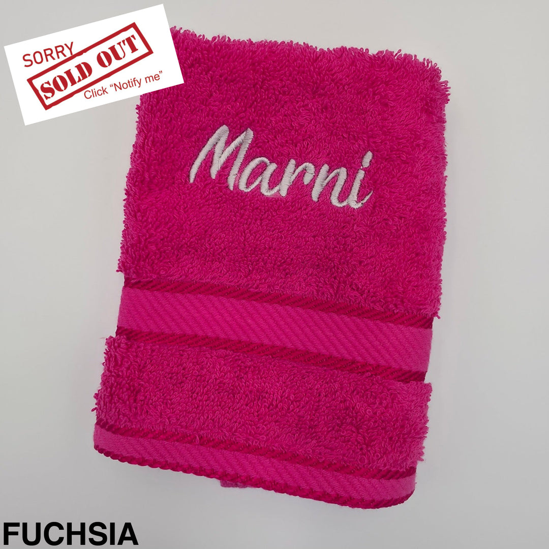 Kingtex Embroidered Face Washer Fuchsia