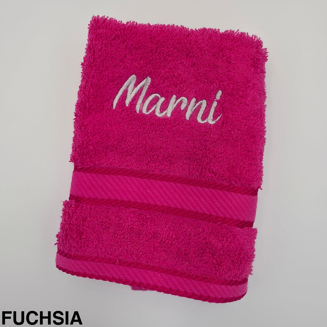 Kingtex Embroidered Face Washer Fuchsia