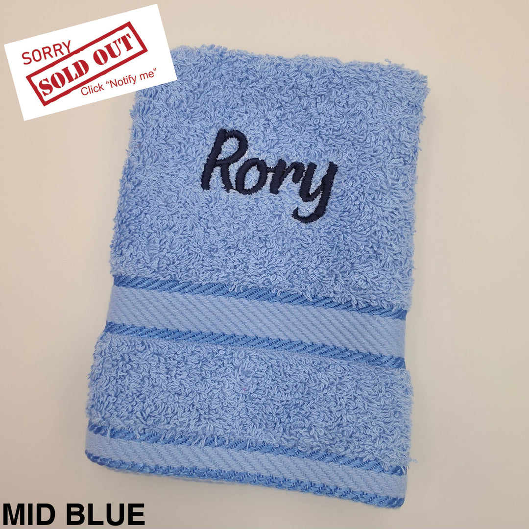 Kingtex Embroidered Face Washer Mid Blue