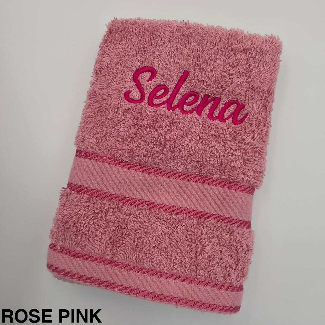 Kingtex Embroidered Face Washer Rose Pink