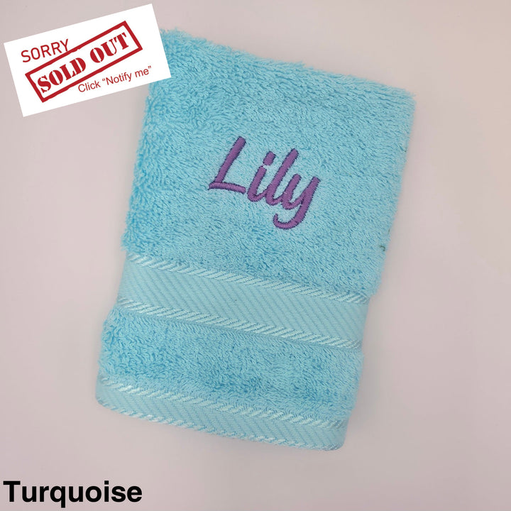 Kingtex Embroidered Face Washer Turquoise