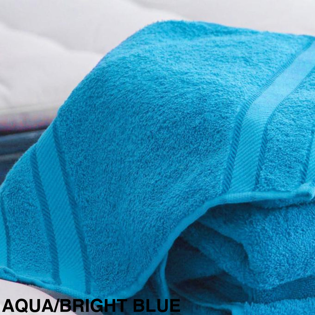 Kingtex Embroidered Hand Towel Aqua/Bright Blue