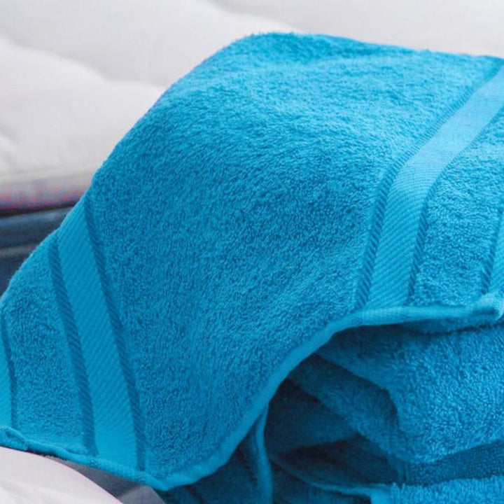 Kingtex Embroidered Hand Towel Aqua/Bright Blue
