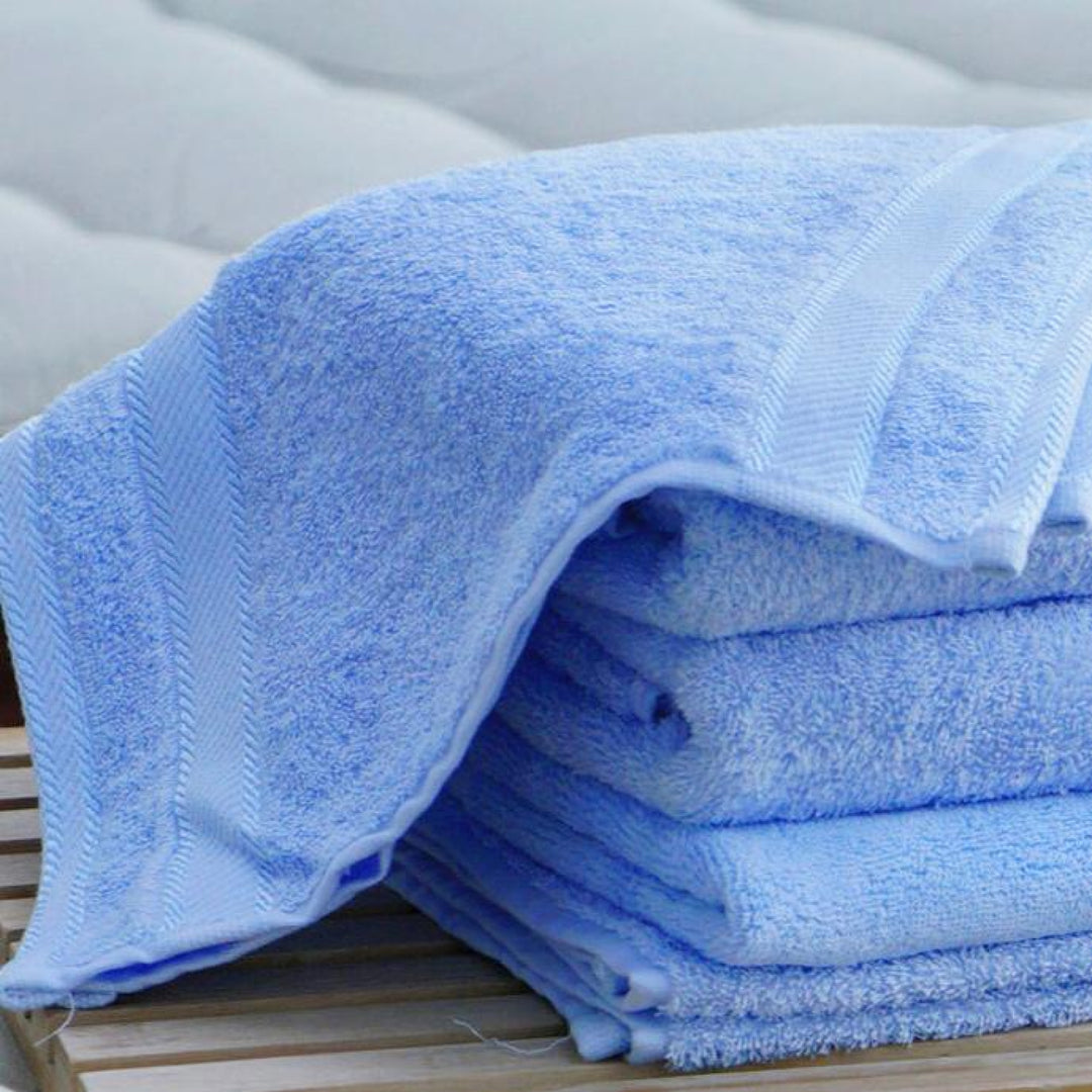 Kingtex Embroidered Hand Towel Mid Blue