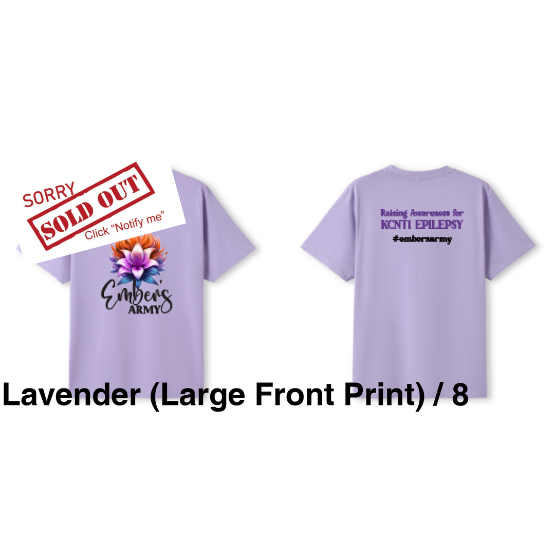 Ladies Ember Lily - Ember’s Army Shirt (Large Front Print) Lavender / 8