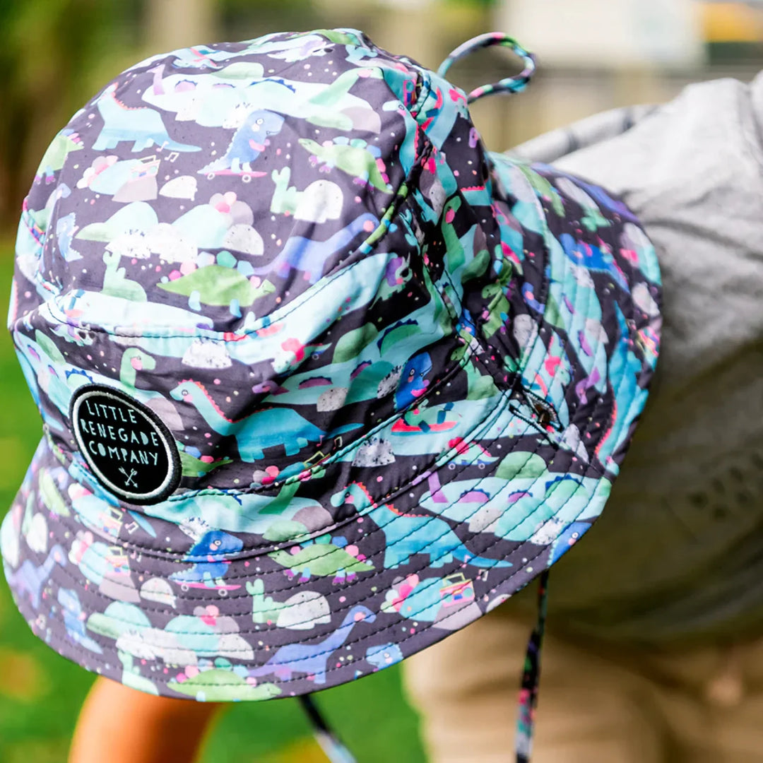 Little Renegade Company Reversible Bucket Hat - Dino Party/Charcoal