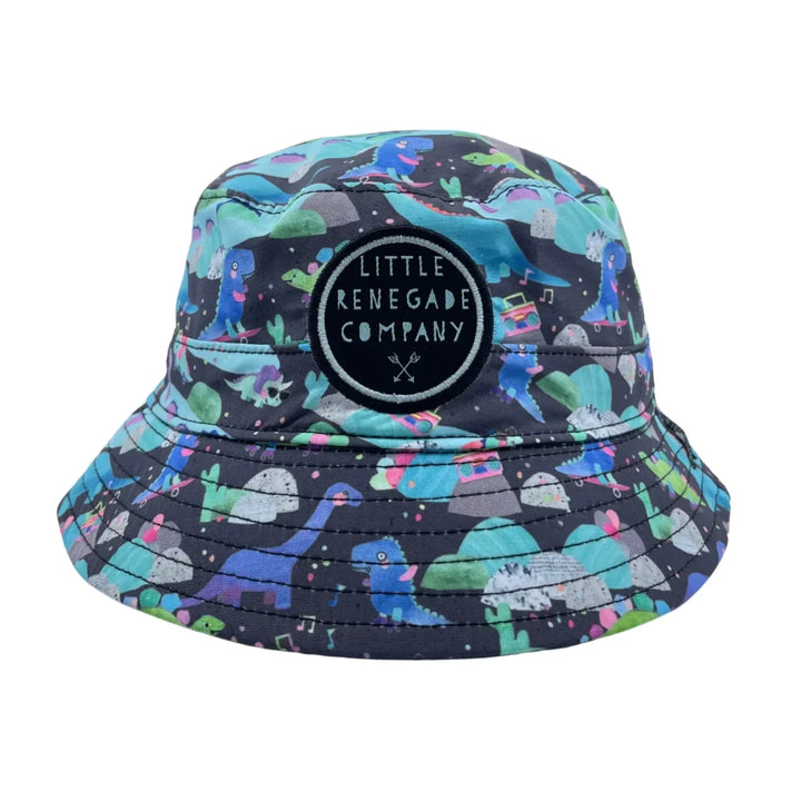 Little Renegade Company Reversible Bucket Hat - Dino Party/Charcoal