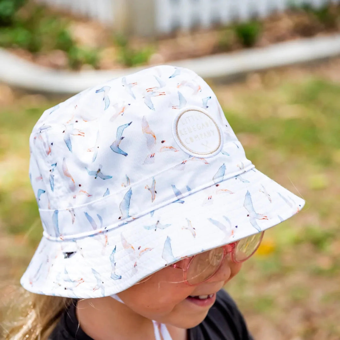 Little Renegade Company Reversible Bucket Hat - Gull/Beige
