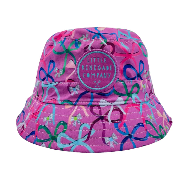 Little Renegade Company Reversible Bucket Hat - Lovely Bows/Purple