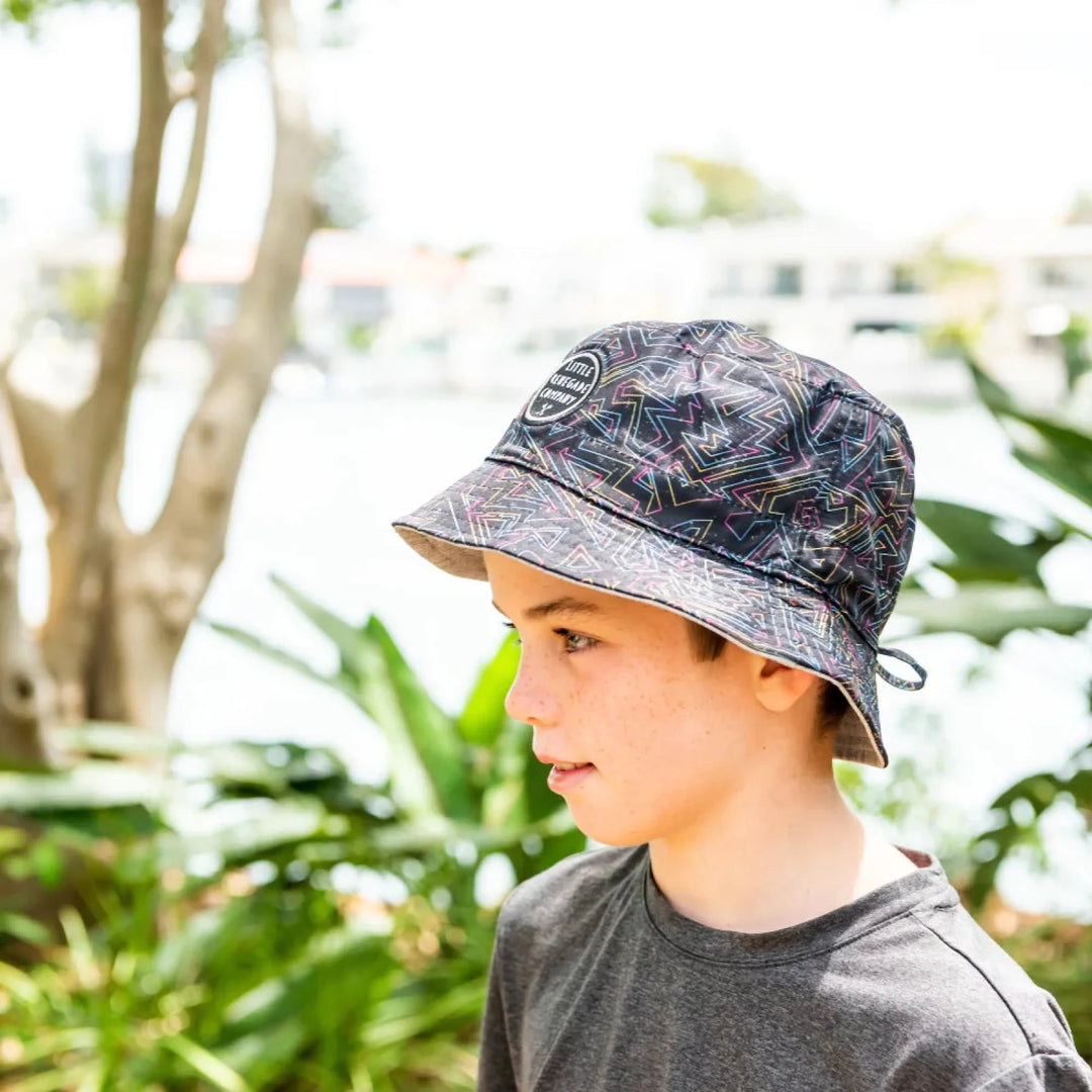 Little Renegade Company Reversible Bucket Hat - Retro/Grey