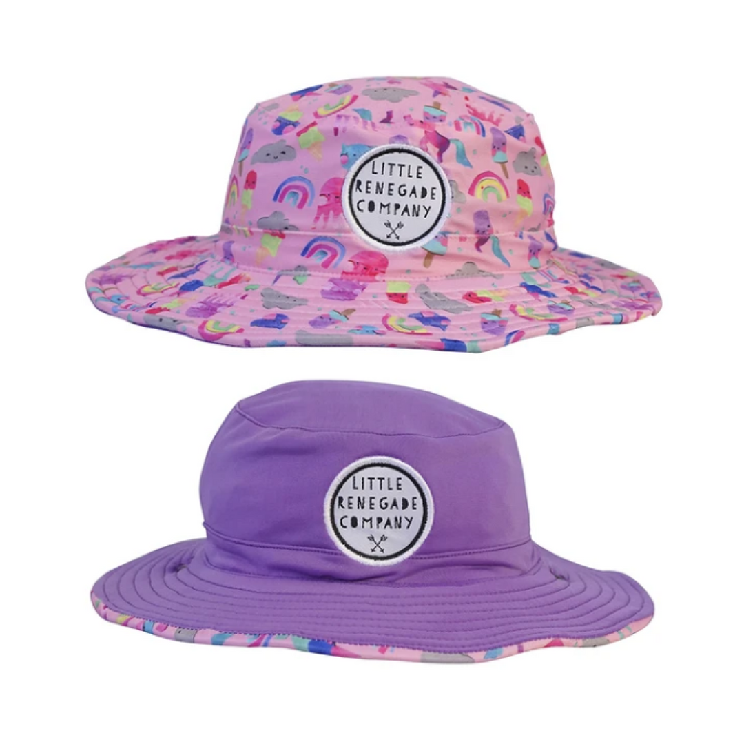 Little Renegade Company Reversible Swim Hat - Unicorn Friends/ Purple