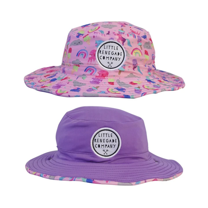 Little Renegade Company Reversible Swim Hat - Unicorn Friends/ Purple