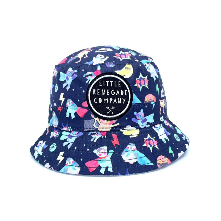 Little Renegade Reversible Bucket Hat - Superhero Pals/ Grey