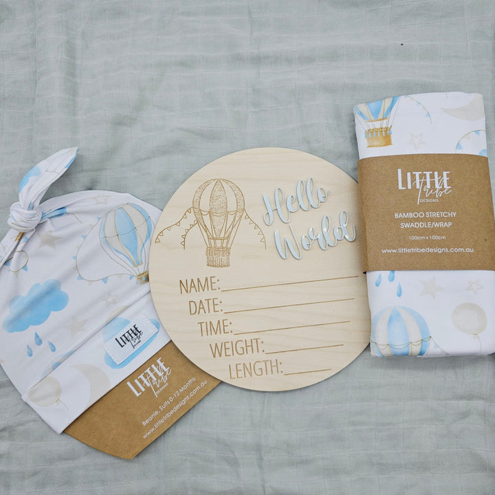 Little Tribe Designs Birth Announcement Set In The Air / Beanie