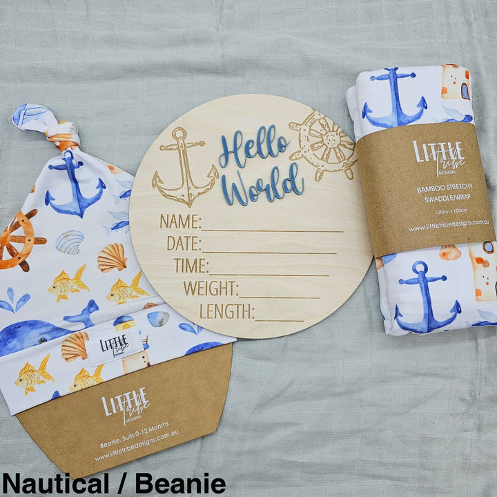 Little Tribe Designs Birth Announcement Set Nautical / Beanie