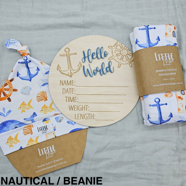 Little Tribe Designs Birth Announcement Set Nautical / Beanie