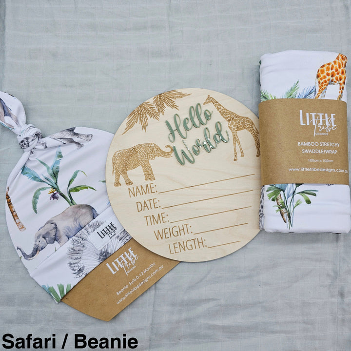 Little Tribe Designs Birth Announcement Set Safari / Beanie