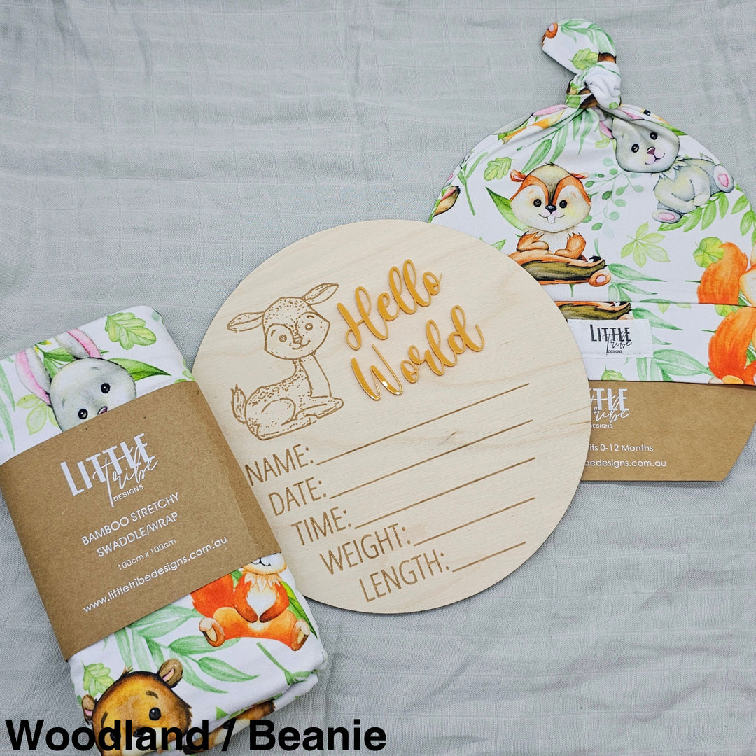Little Tribe Designs Birth Announcement Set Woodland / Beanie