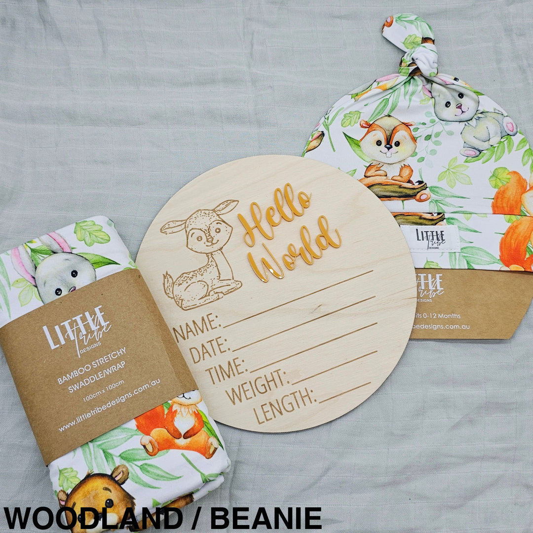 Little Tribe Designs Birth Announcement Set Woodland / Beanie