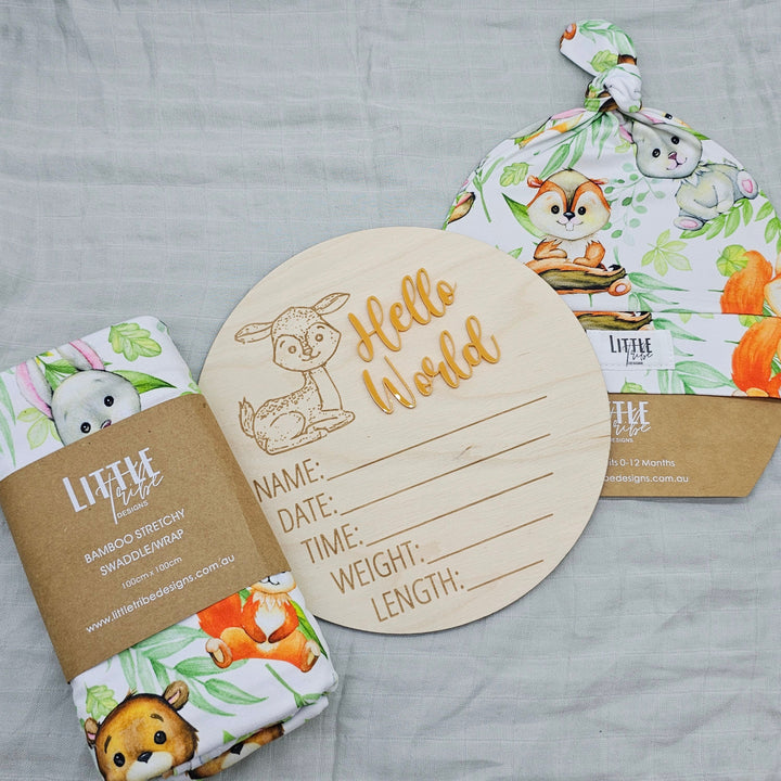 Little Tribe Designs Birth Announcement Set Woodland / Beanie