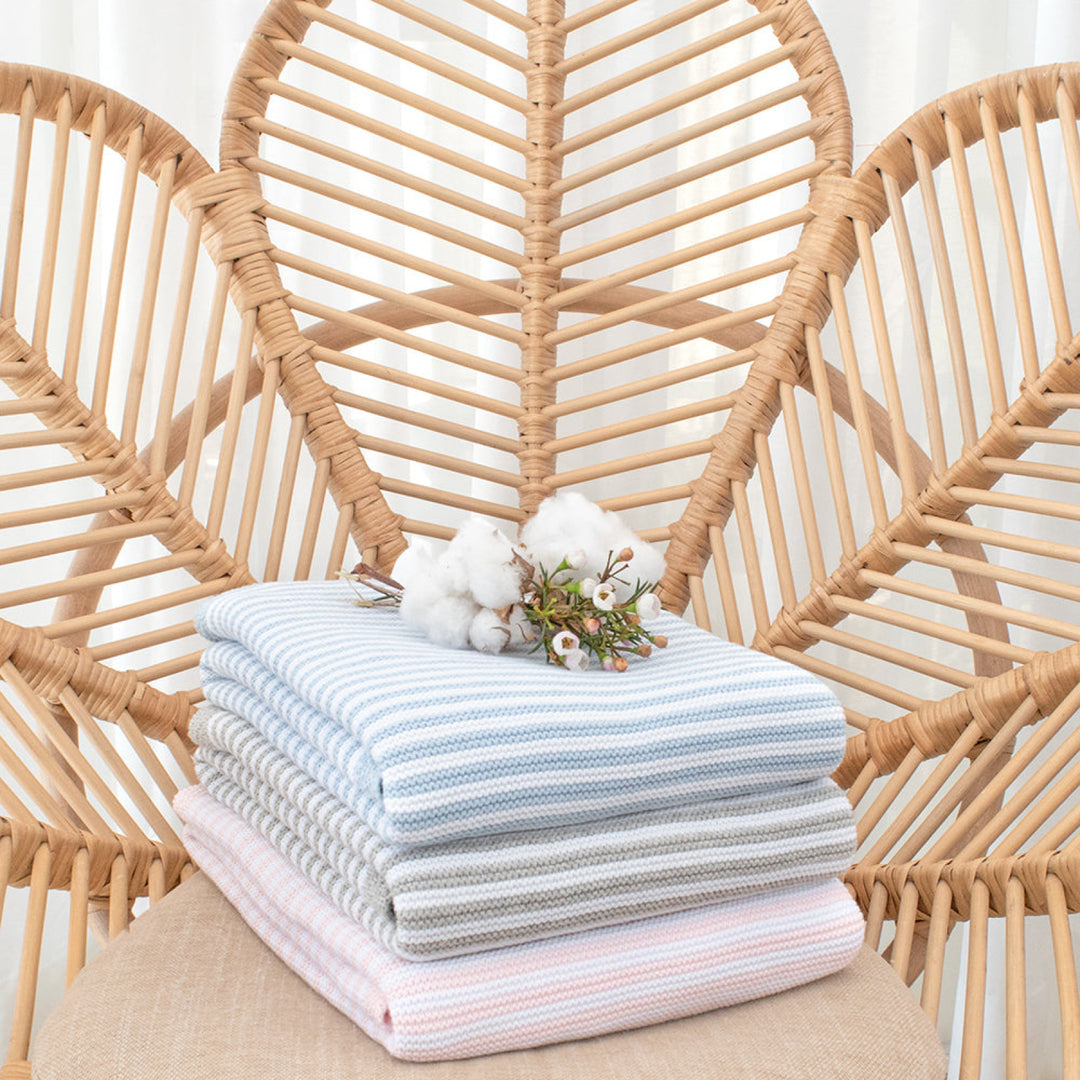 Living Textiles 100% Cotton Knit Stripe Blanket