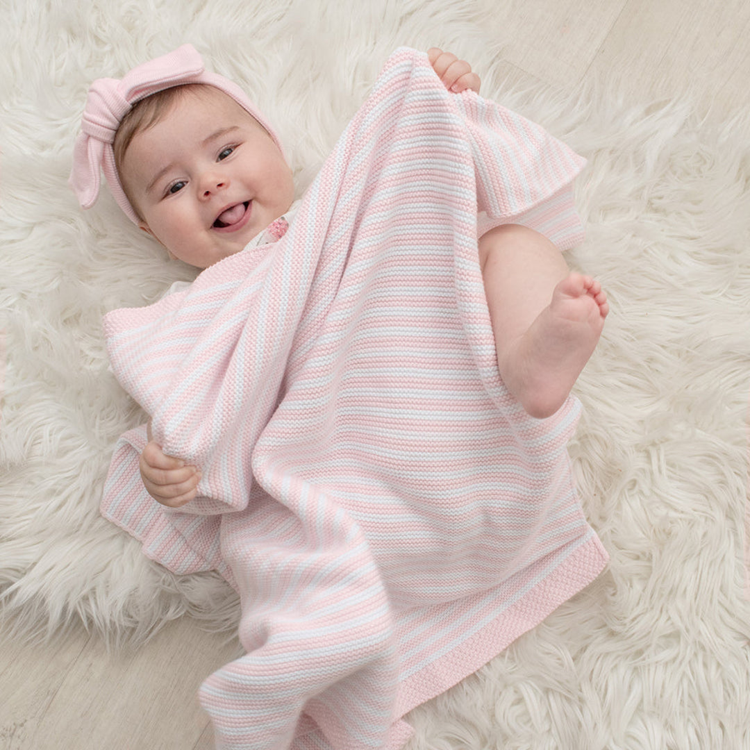 Living Textiles 100% Cotton Knit Stripe Blanket
