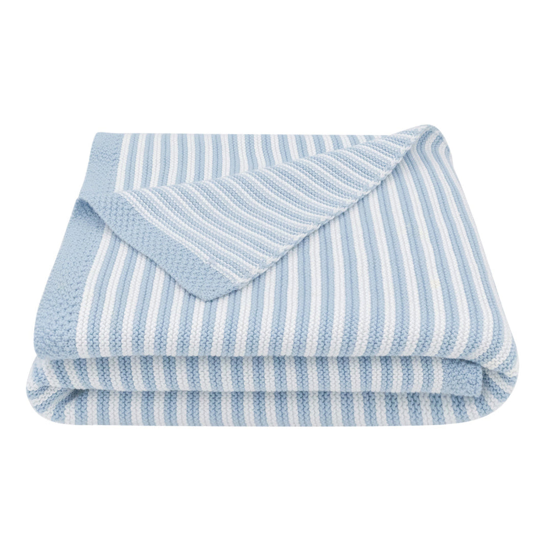 Living Textiles 100% Cotton Knit Stripe Blanket Blue/White