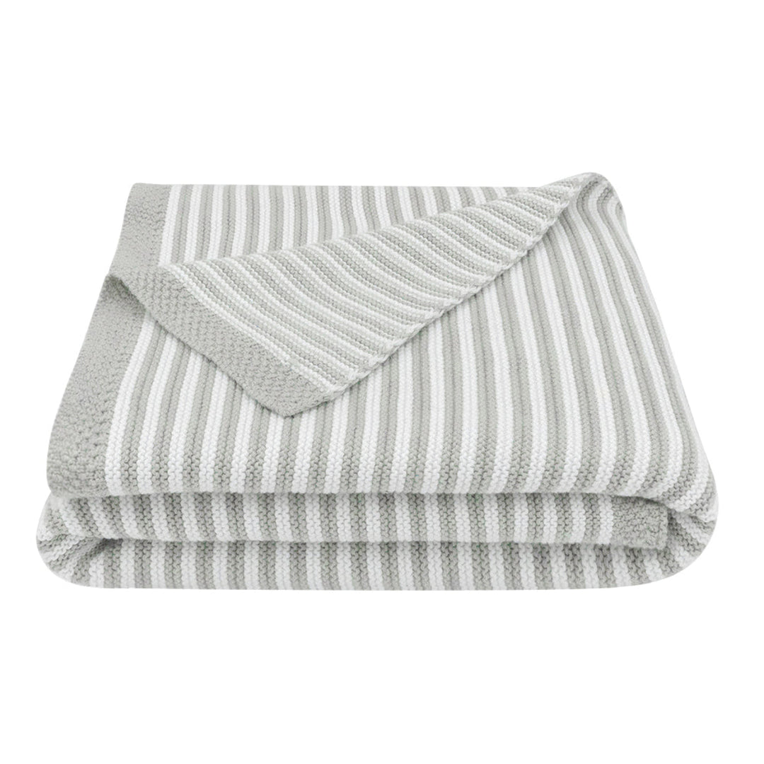 Living Textiles 100% Cotton Knit Stripe Blanket Grey/White