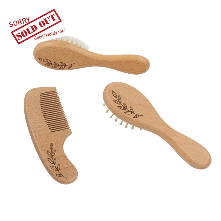 Living Textiles 3 Piece Baby Wooden Brush Set