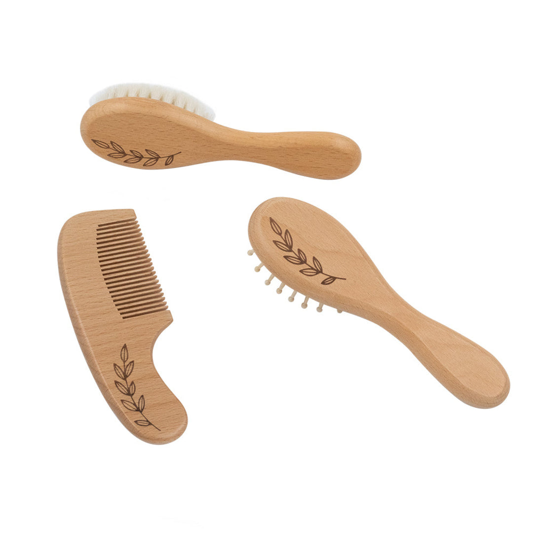 Living Textiles 3 Piece Baby Wooden Brush Set