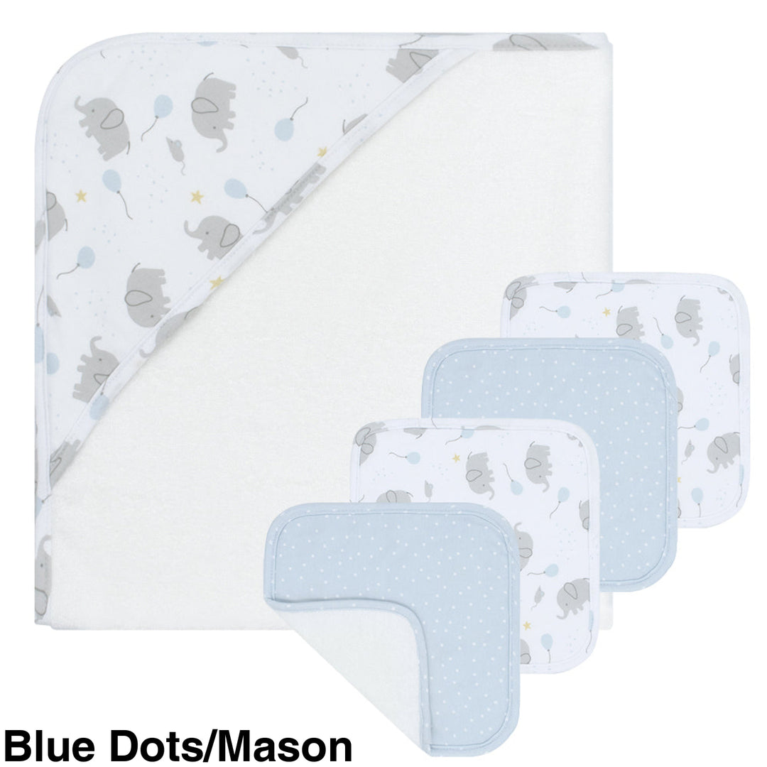 Living Textiles 5Pc Bath Gift Set Blue Dots/Mason