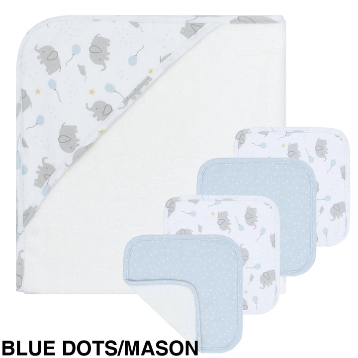 Living Textiles 5Pc Bath Gift Set Blue Dots/Mason