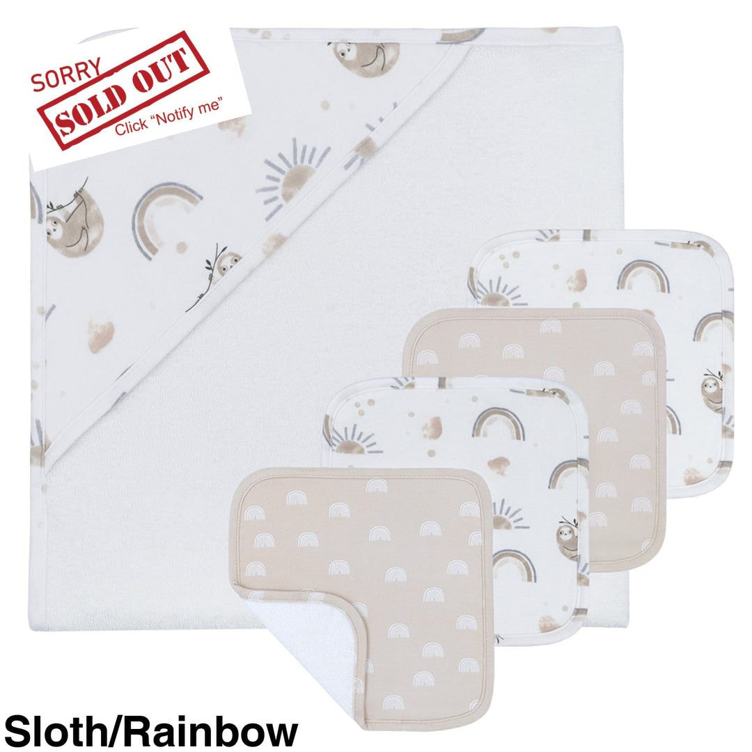 Living Textiles 5Pc Bath Gift Set Sloth/Rainbow