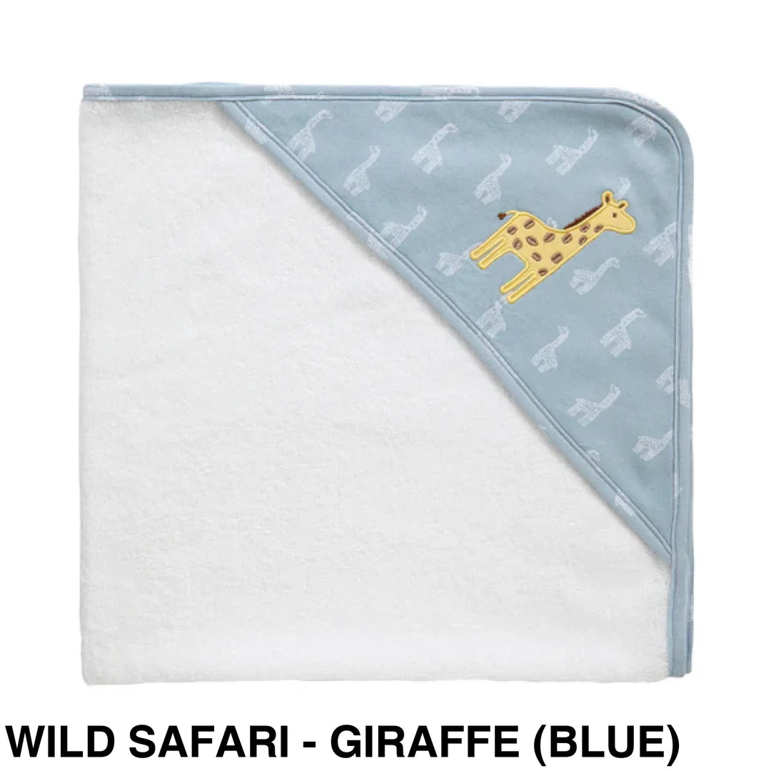 Living Textiles Baby Hooded Towels Wild Safari - Giraffe (Blue)