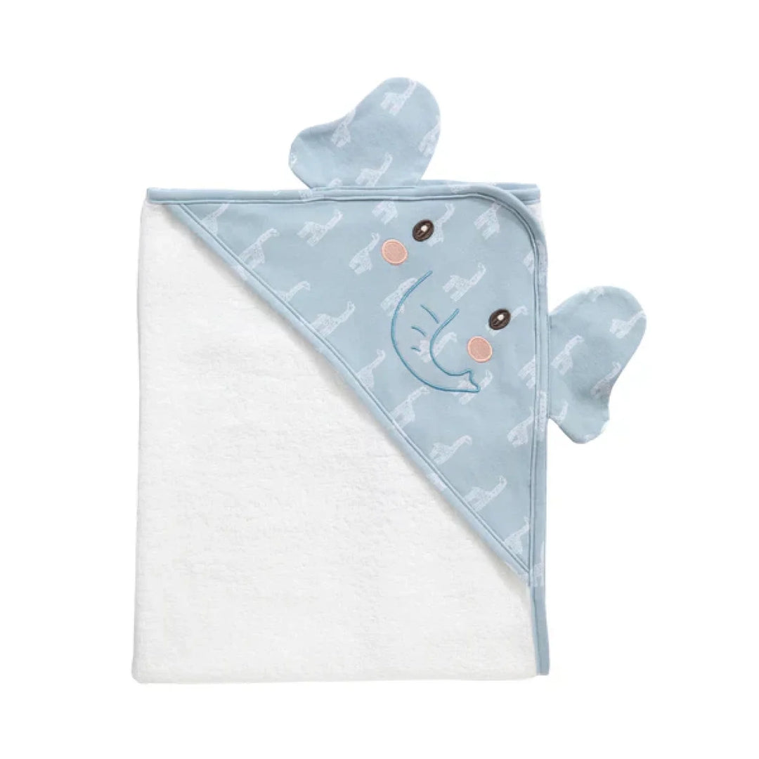 Living Textiles Baby Hooded Towels Wild Safari - Elephant Ears (Blue)