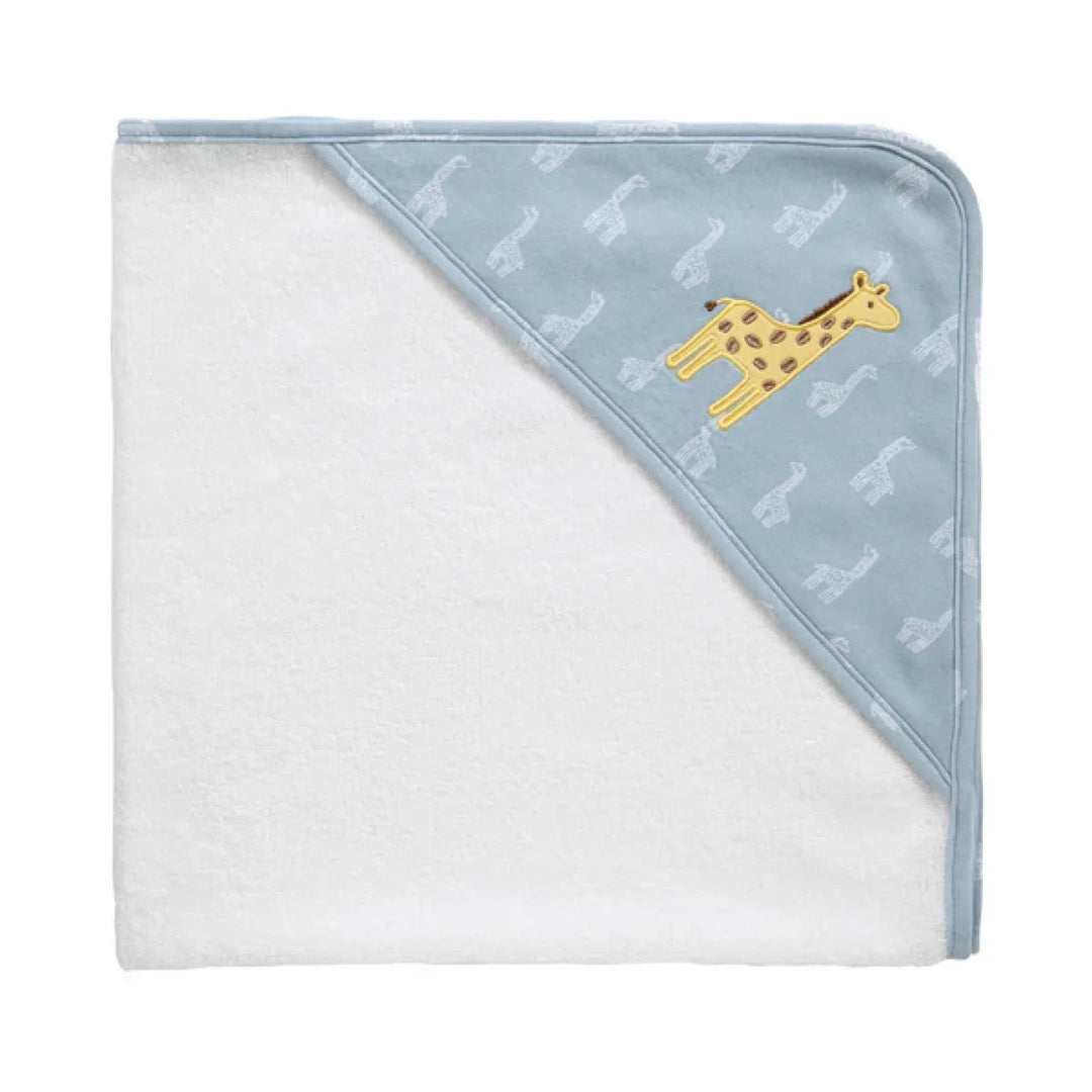 Living Textiles Baby Hooded Towels Wild Safari - Giraffe (Blue)