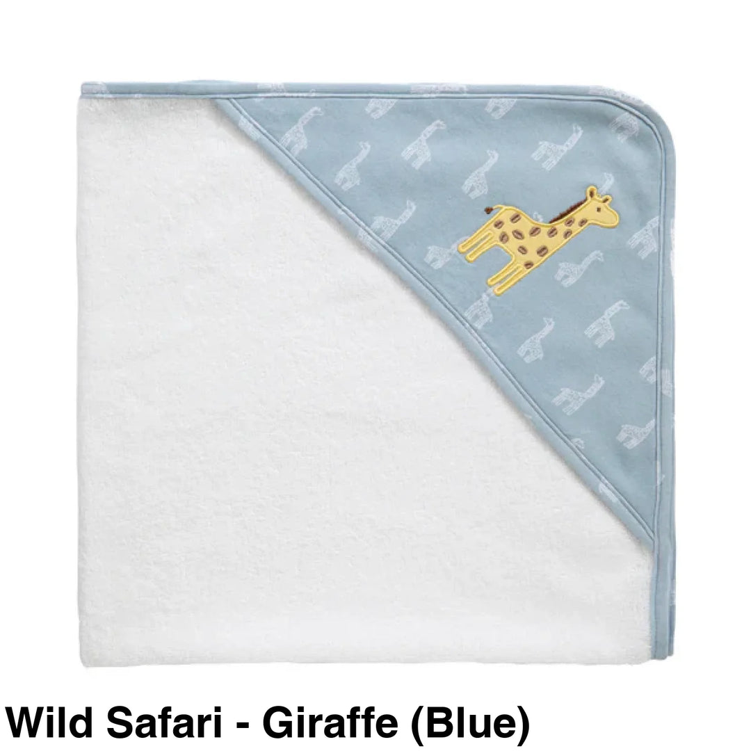 Living Textiles Baby Hooded Towels Wild Safari - Giraffe (Blue)