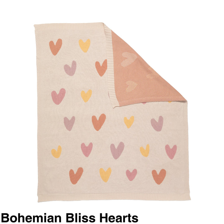 Living Textiles Knit Baby Blanket Bohemian Bliss Hearts