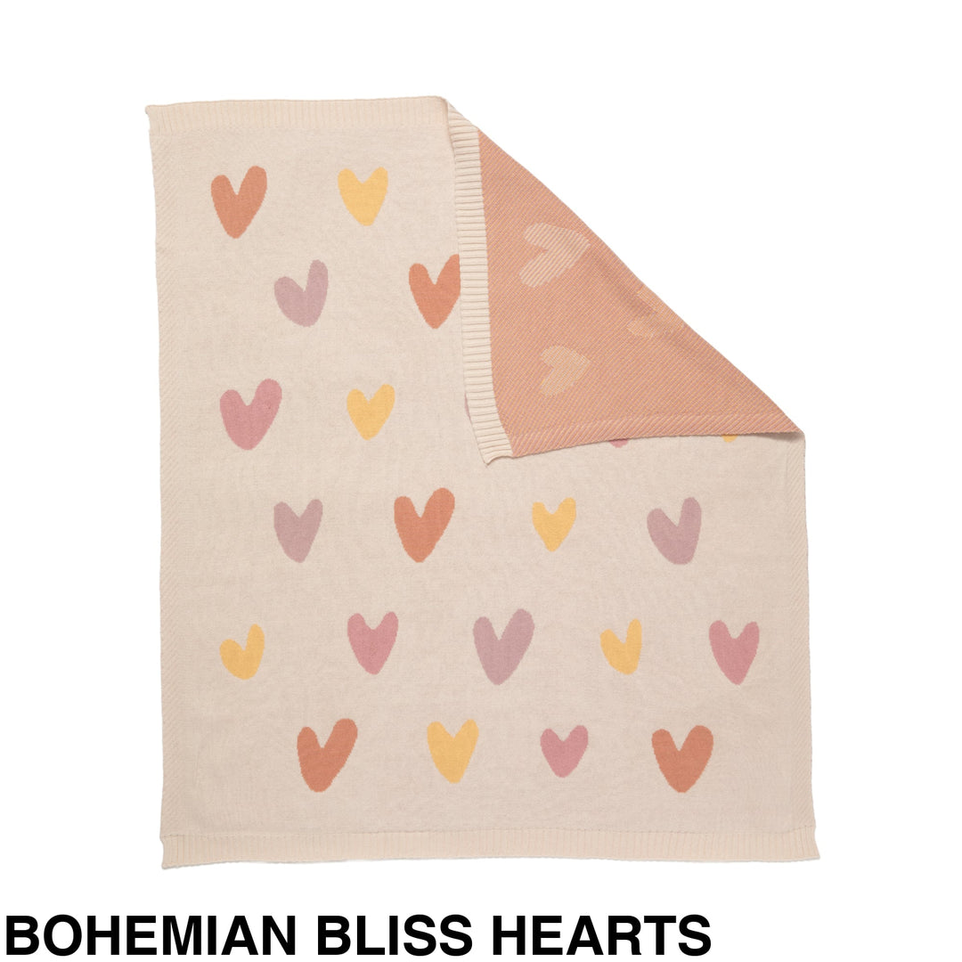Living Textiles Knit Baby Blanket Bohemian Bliss Hearts