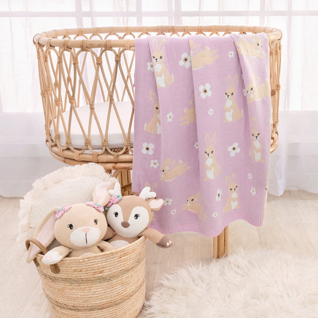 Living Textiles Knit Baby Blanket Bunny