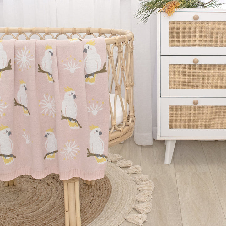 Living Textiles Australiana Knit Baby Blanket Cockatoo