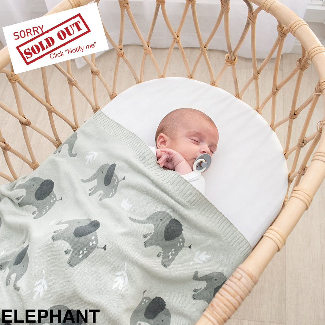 Living Textiles Knit Baby Blanket Elephant