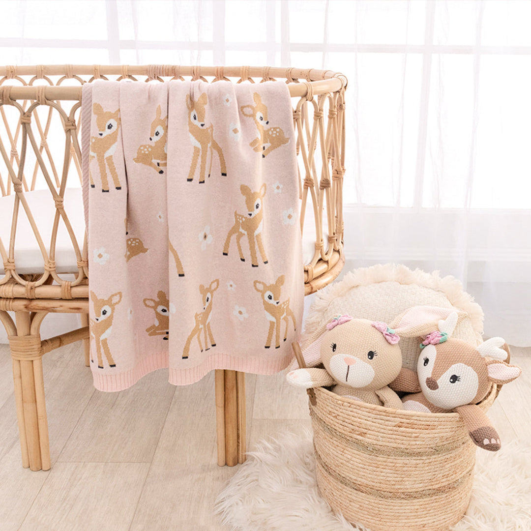 Living Textiles Knit Baby Blanket Fawn
