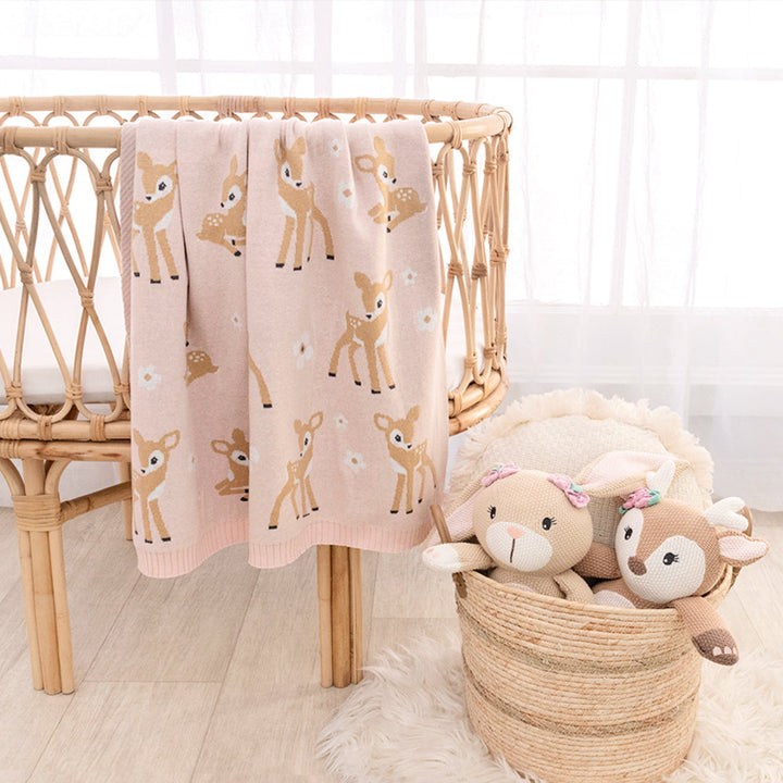 Living Textiles Knit Baby Blanket Fawn